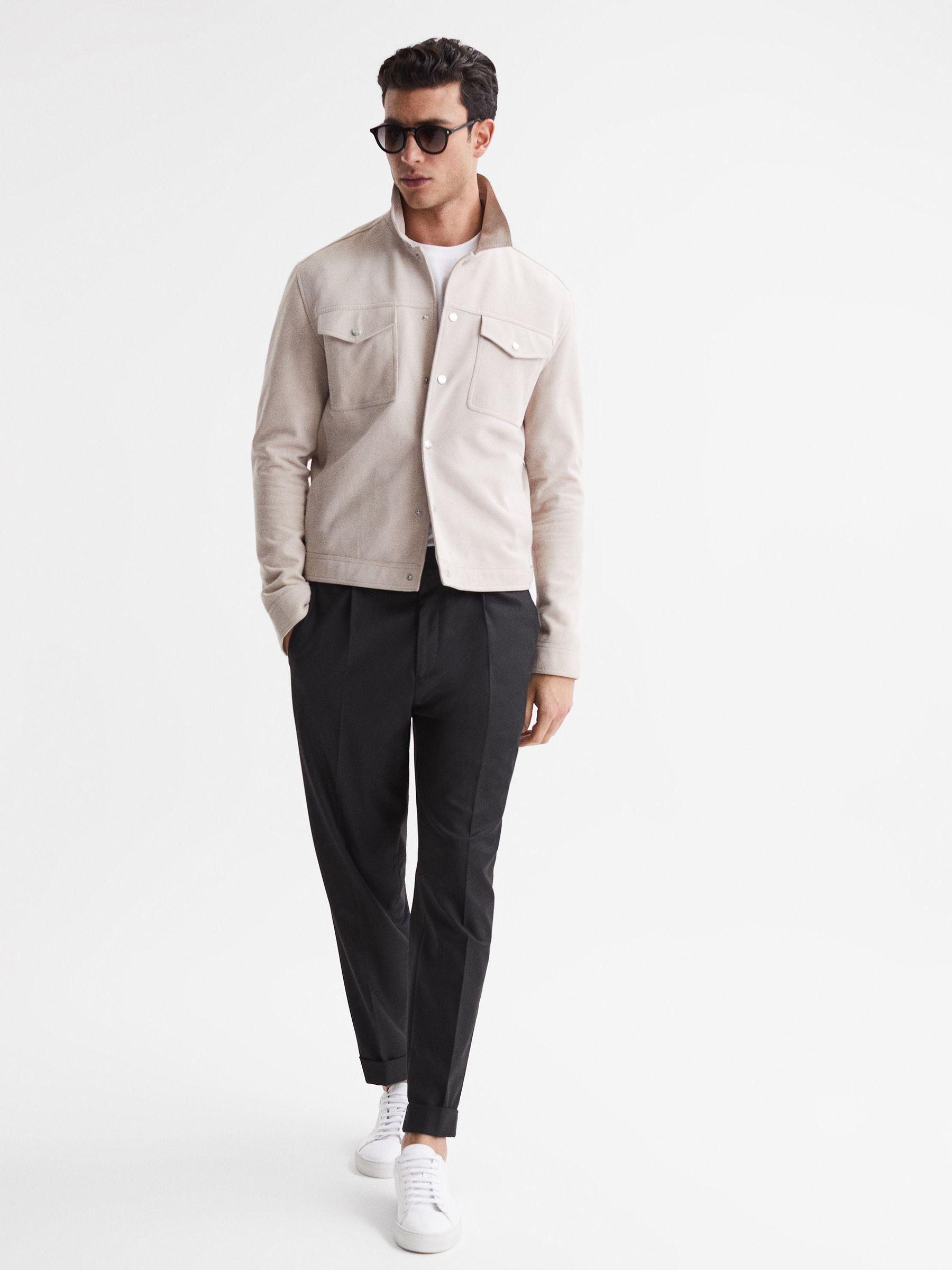 Relaxed Drawstring Trousers with Turn-Ups in Black Product Image