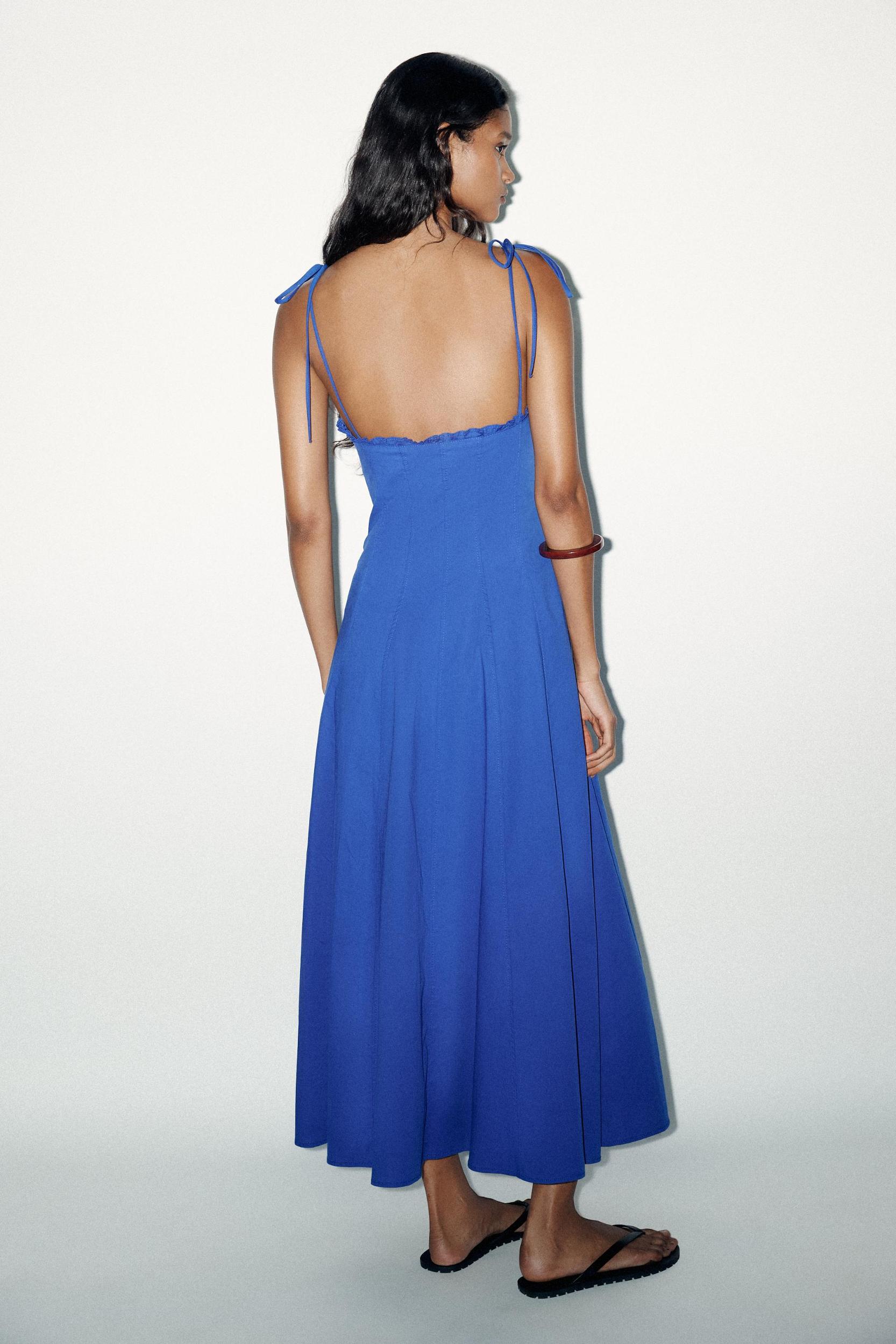 POPLIN TIE MIDI DRESS Product Image