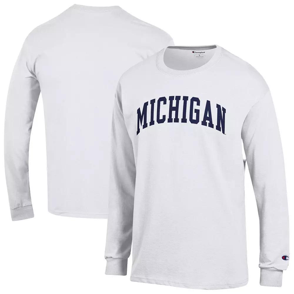 Men's Champion  White Michigan Wolverines Basic Arch Long Sleeve T-Shirt, Size: Medium Product Image