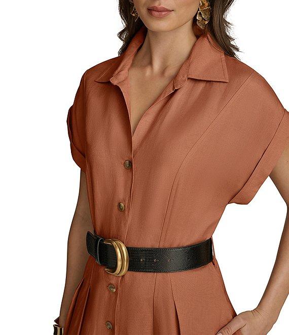 Donna Karan Short Sleeve Button Front Midi Belted Shirt Dress Product Image