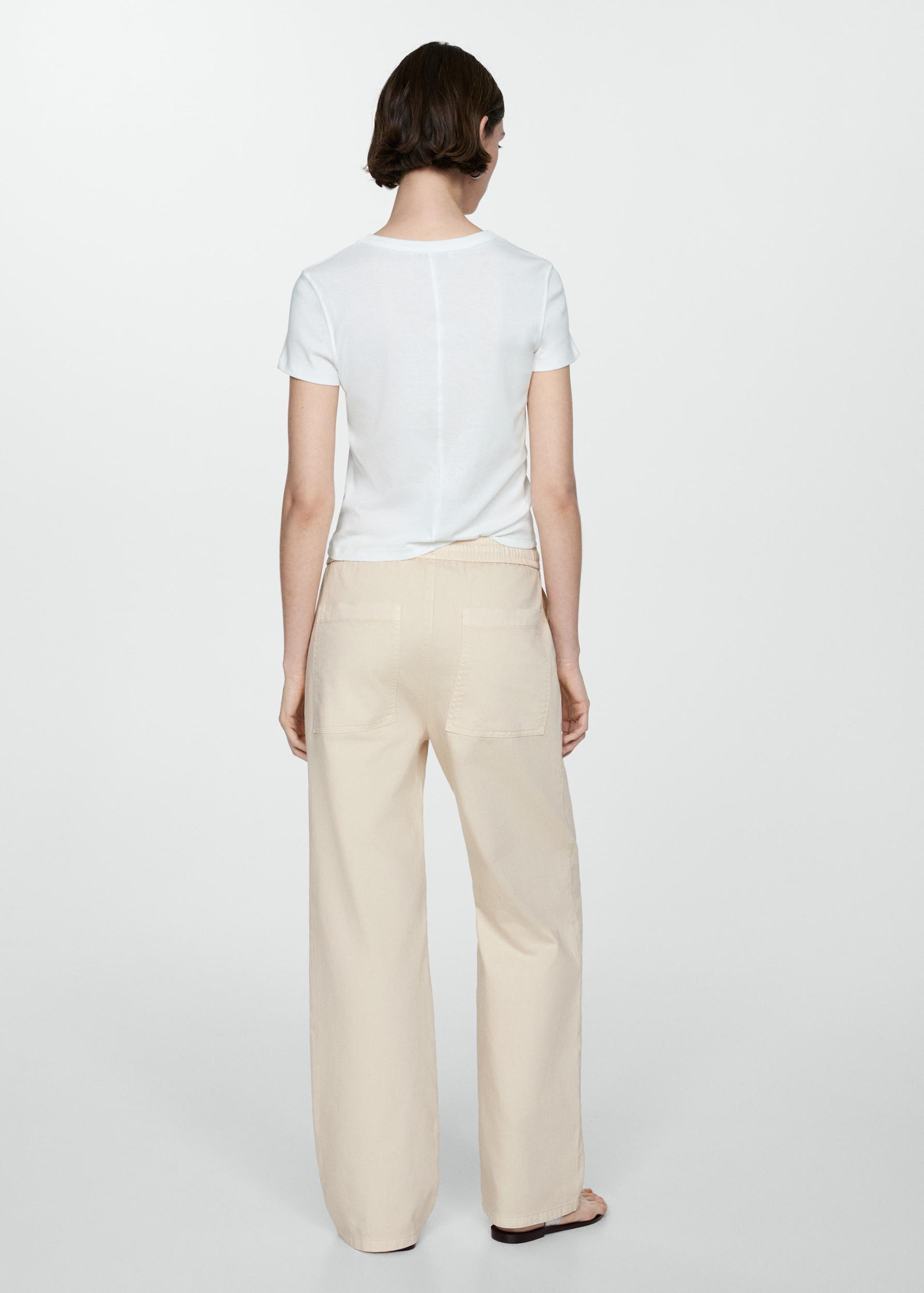 Elastic waist cotton pants - Women | MANGO USA Product Image