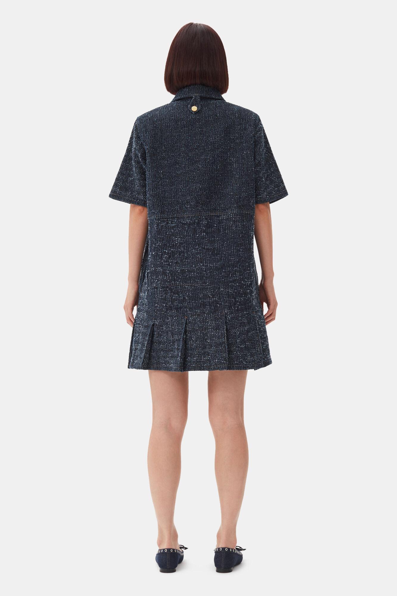 Dark Blue Textured Dress Product Image