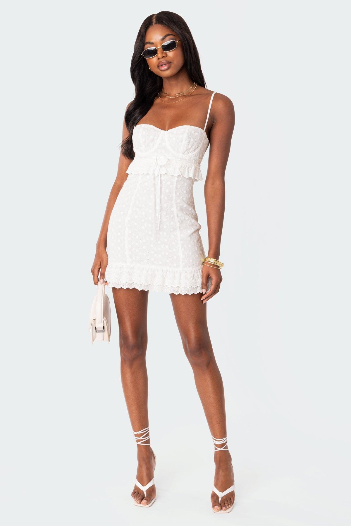 Philippa Embroidered Cotton Mini Dress Product Image