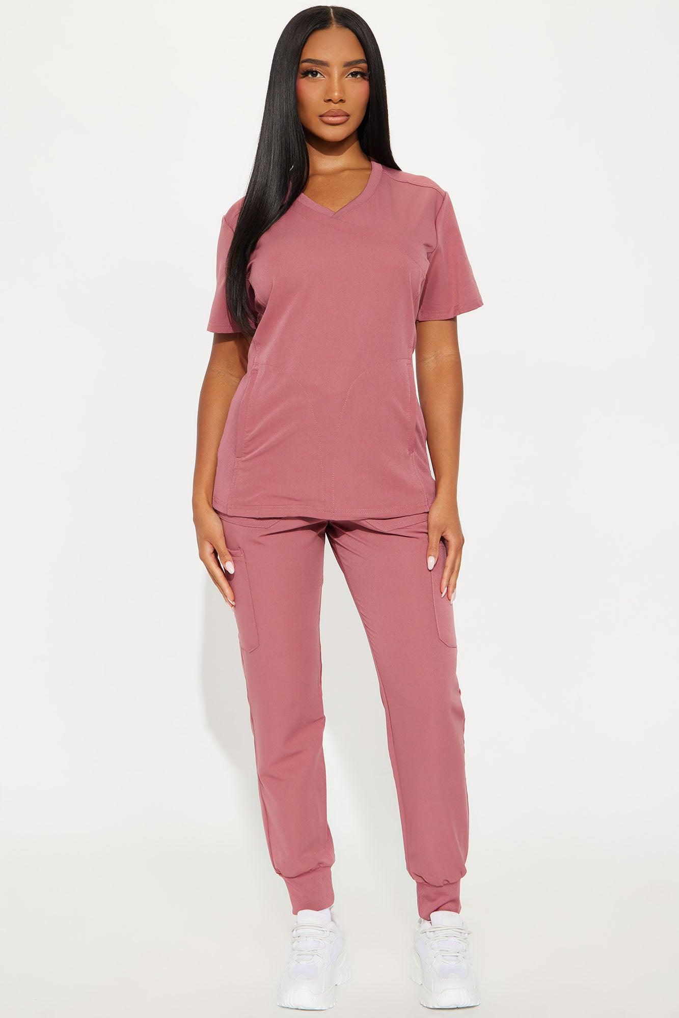 Get To Work Stretch Uniform Scrub Jogger Set - Rose Female Product Image