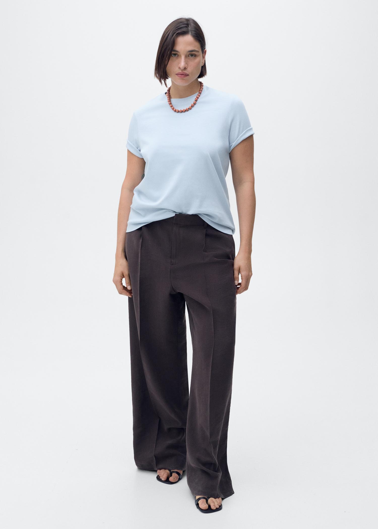 Short-sleeved cotton t-shirt - Women | MANGO USA Product Image