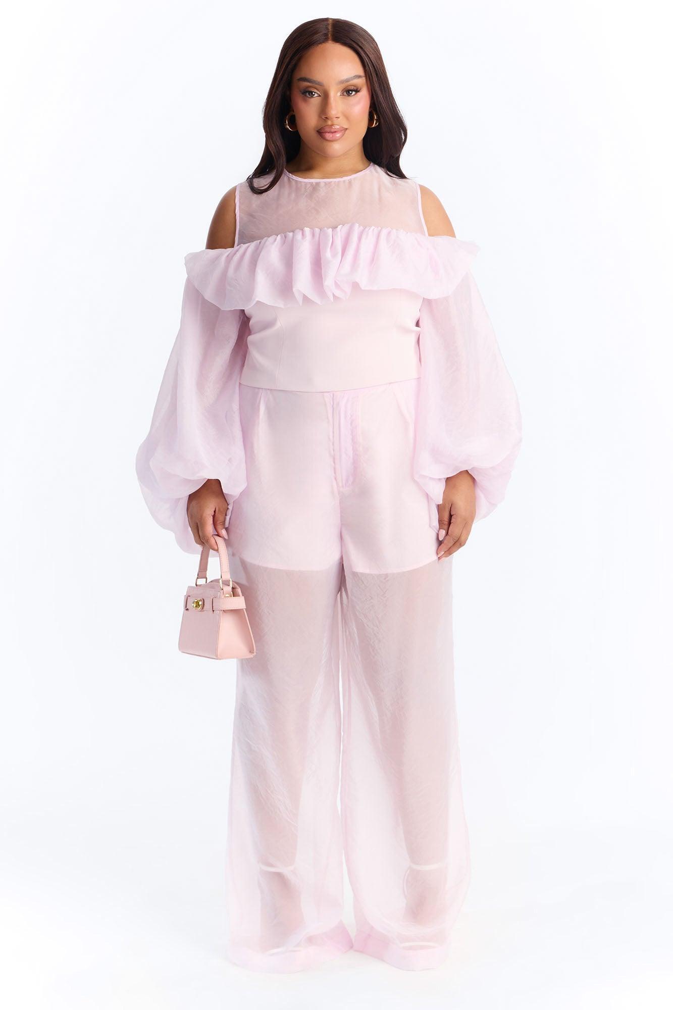 Blossom Organza Long Sleeve Top - Light Pink Female Product Image