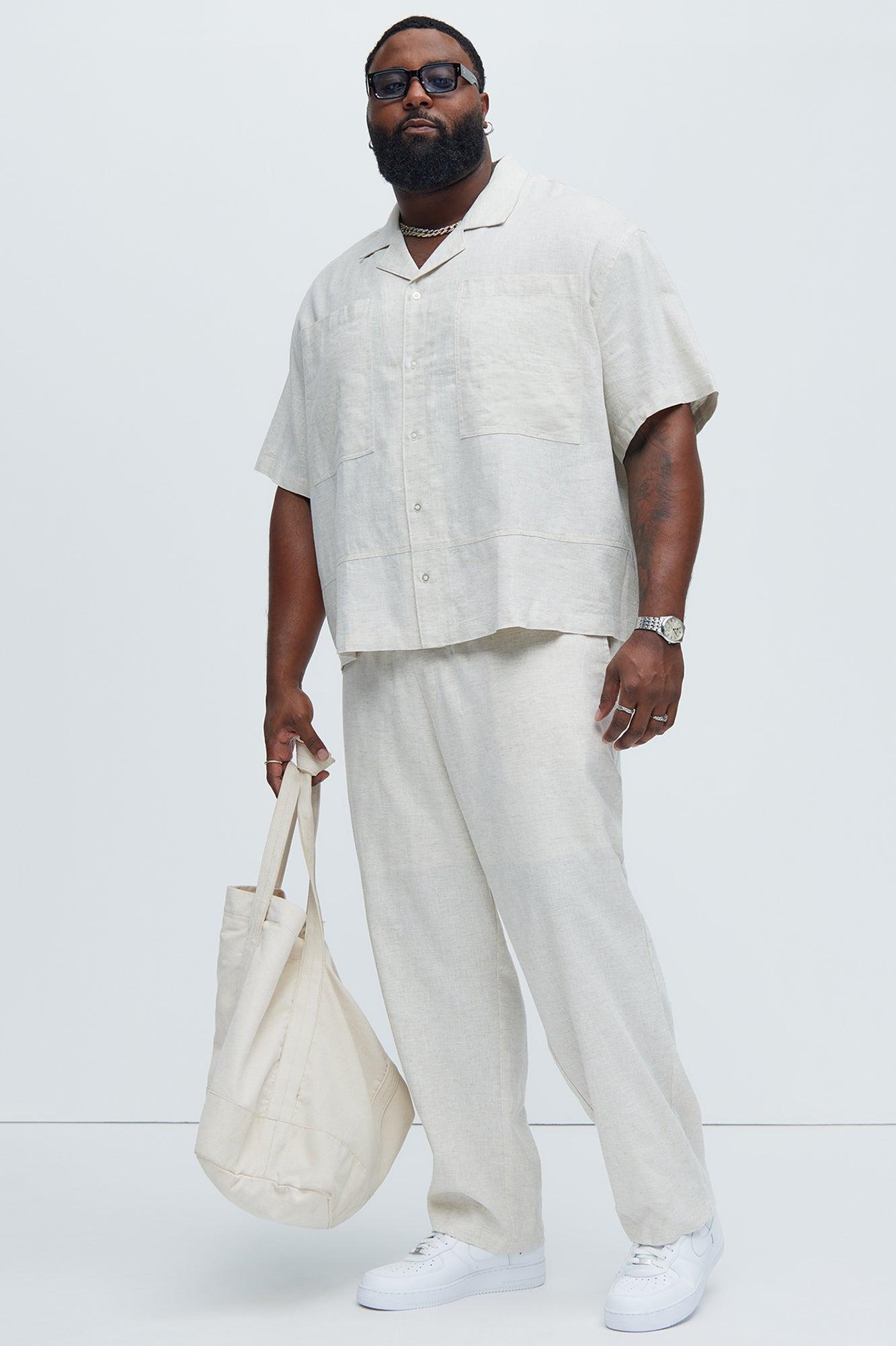 Bahamas Straight Linen Pants - Oatmeal Product Image