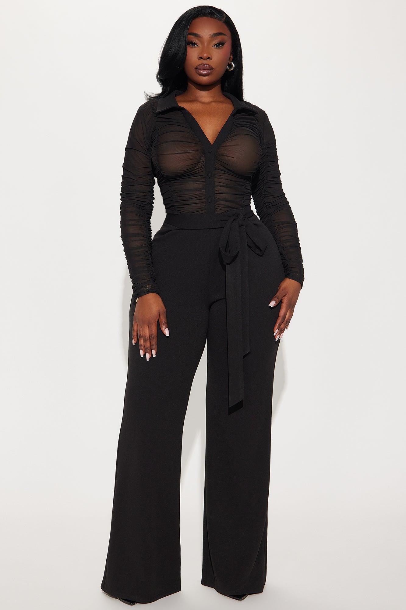 Very Classy Ruched Jumpsuit - Black Product Image