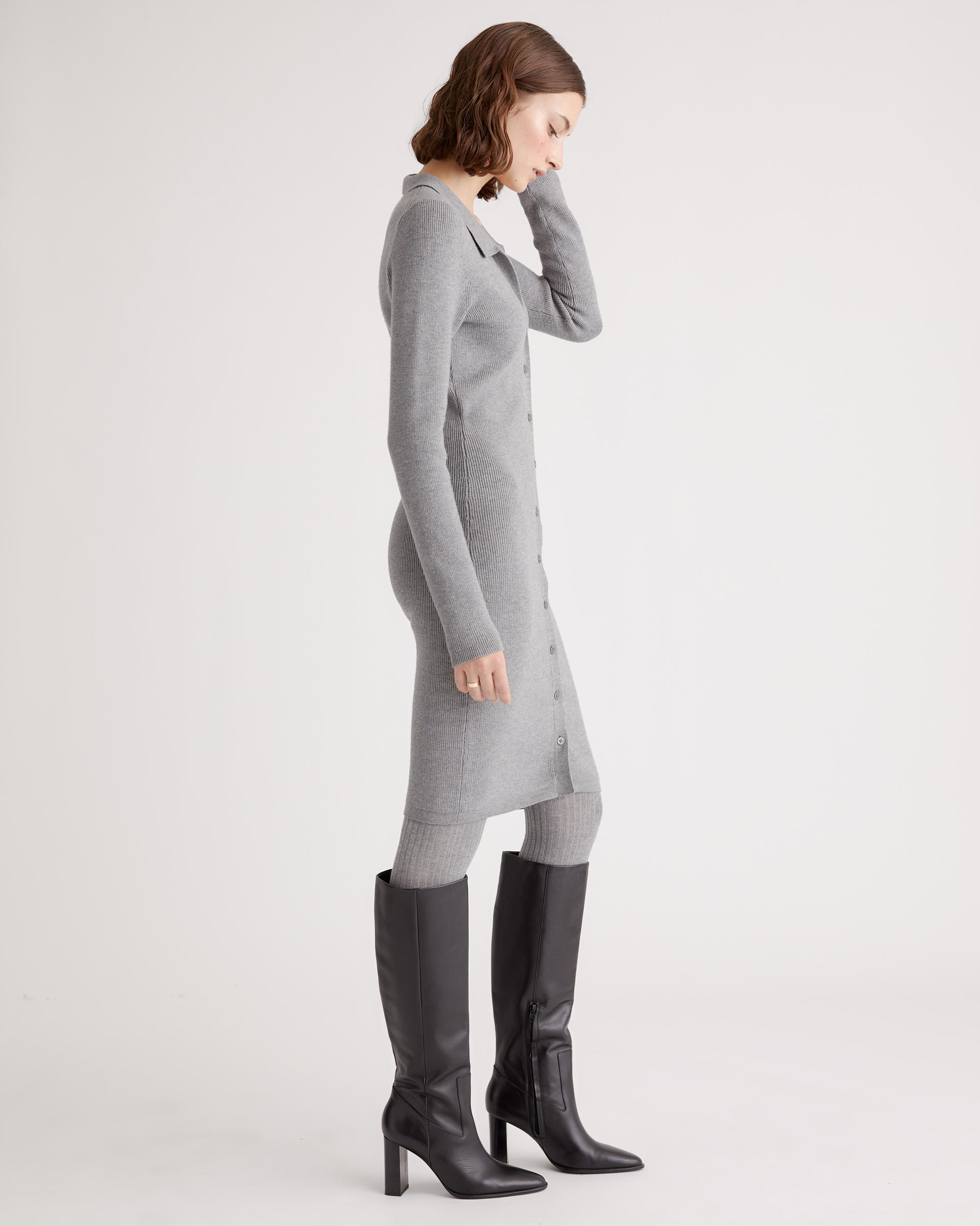 Quince | Women's Eco-Knit Button-Up Sweater Dress Viscose Product Image