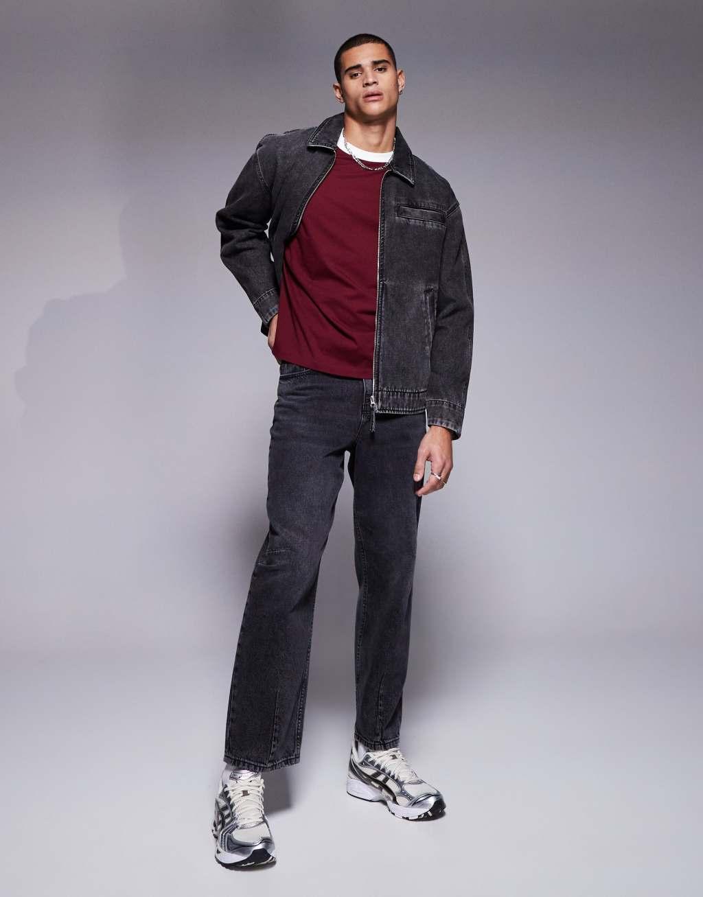 ASOS DESIGN oversized denim jacket in washed black Product Image