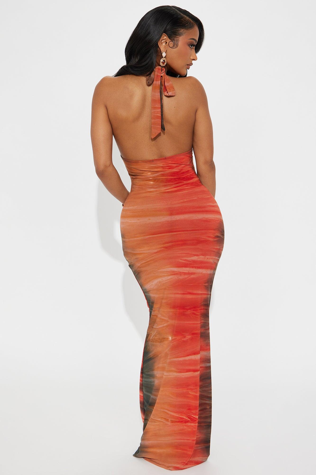 Raelynn Halter Maxi Dress - Red/combo Female Product Image