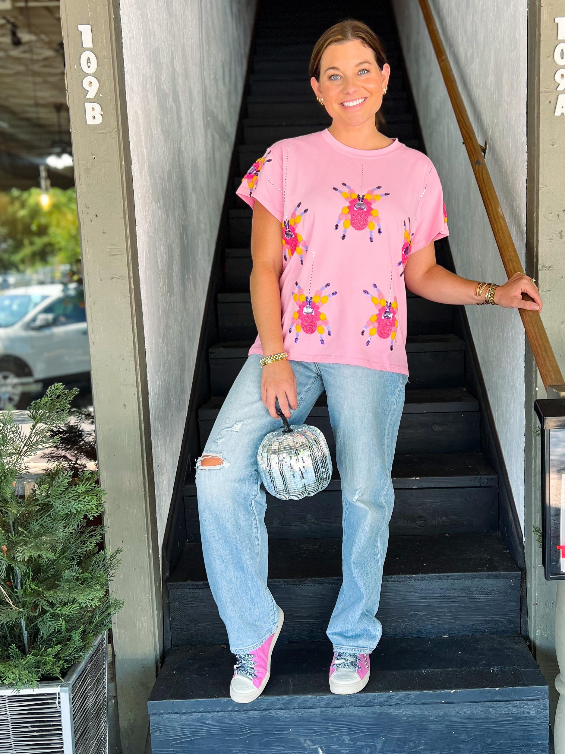 Pink Scattered Spider Tee Product Image