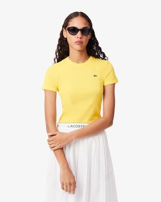 Slim Fit Ribbed Cotton T-shirt Product Image