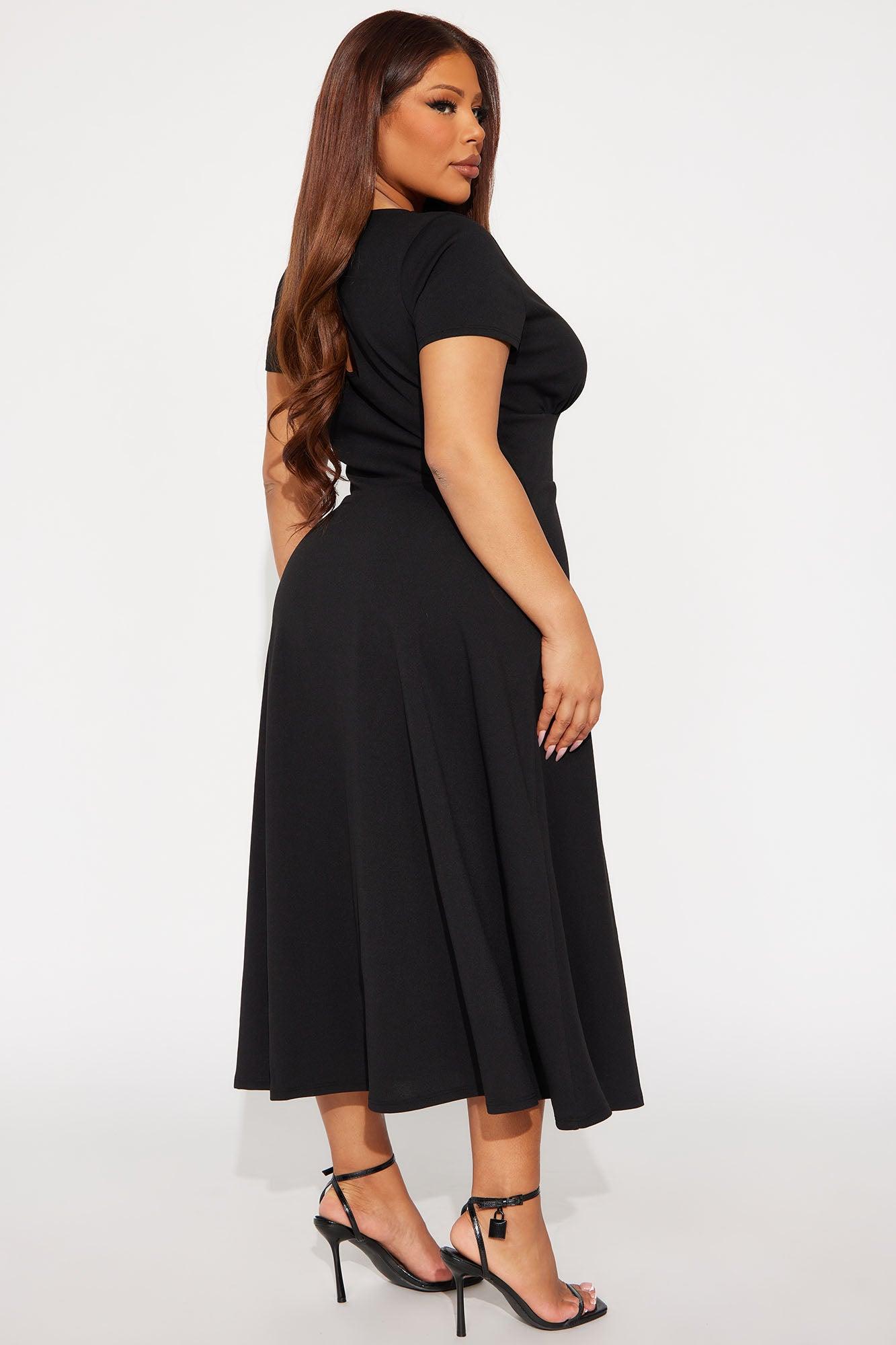 Charolette Short Sleeve Midi Dress - Black Female Product Image