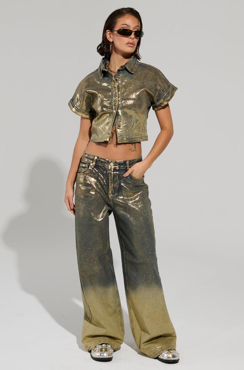 ALL ABOUT THAT SHINE BUTTON DOWN TOP Product Image