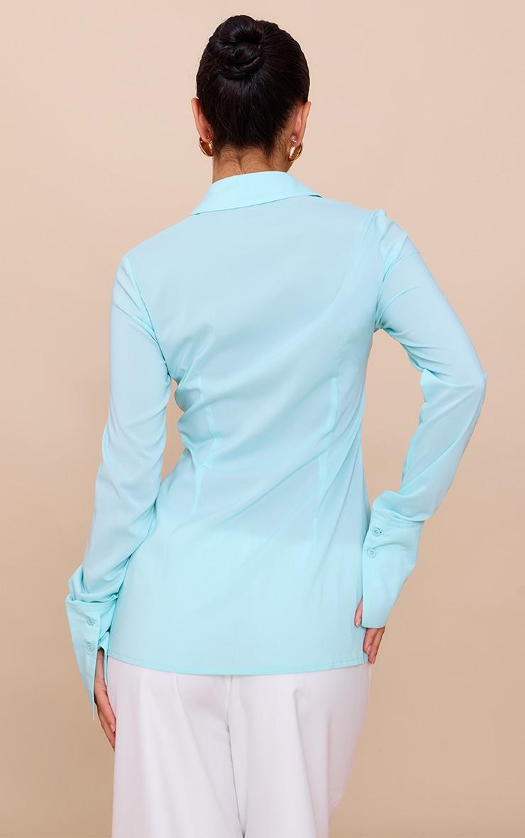 Mint Chiffon Fitted Shirt Product Image
