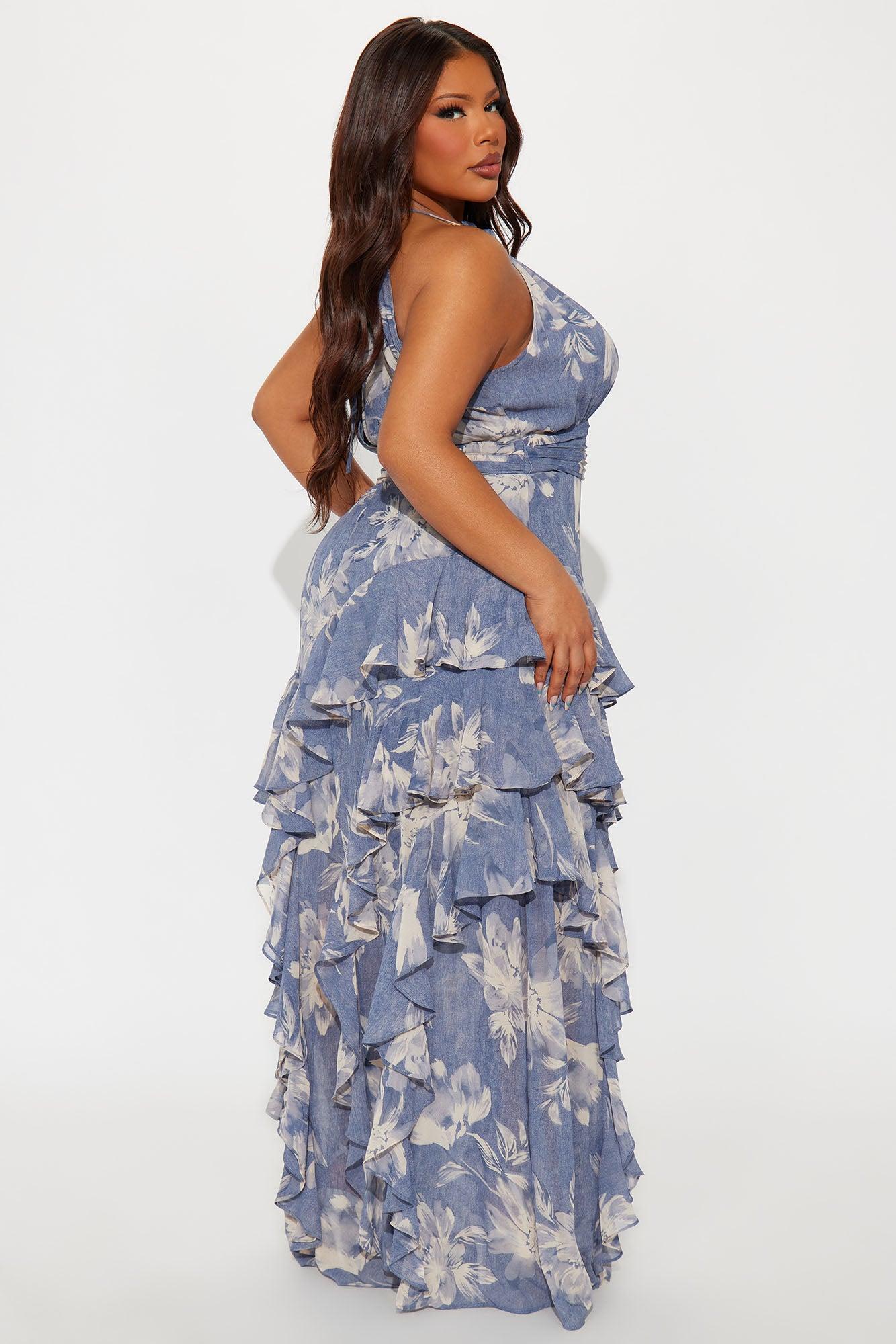 Ingrid Chiffon Maxi Dress - Blue/combo Product Image