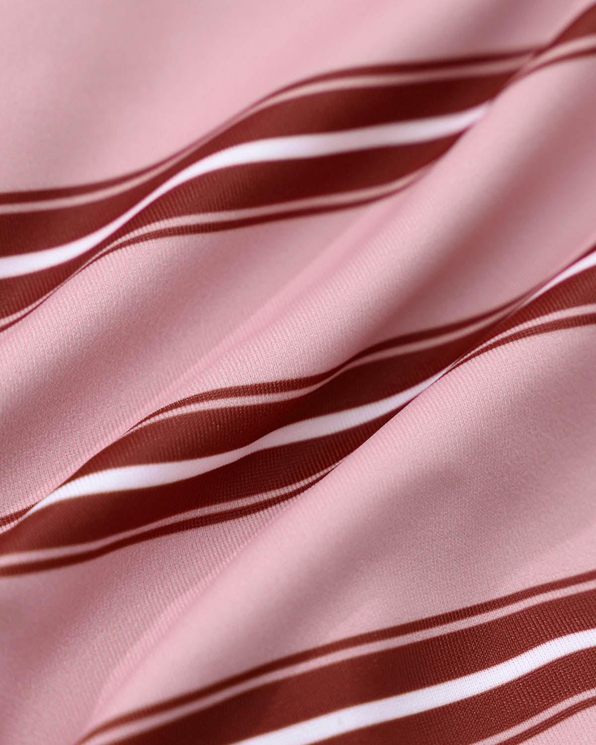 Pink Striped Ruffle Halter Bikini Set Product Image