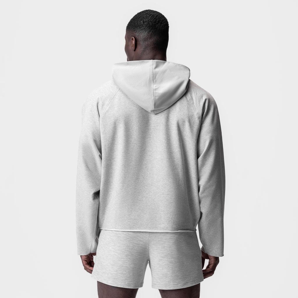 0958. Micro-Terry Raw Hem Hoodie - Heather Grey Product Image
