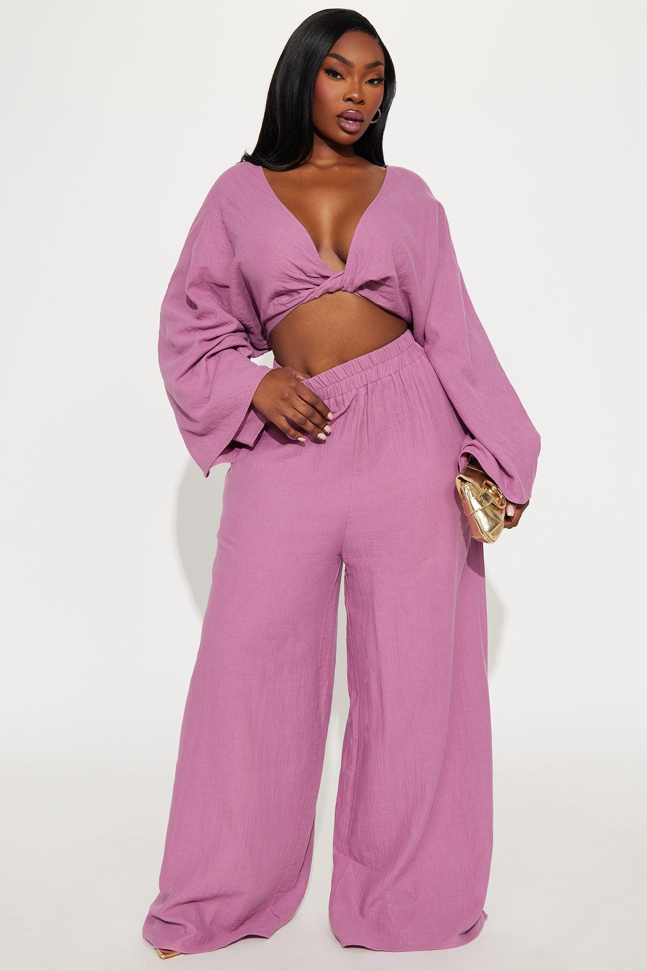 Isabella Gauze Pant Set - Plum Product Image