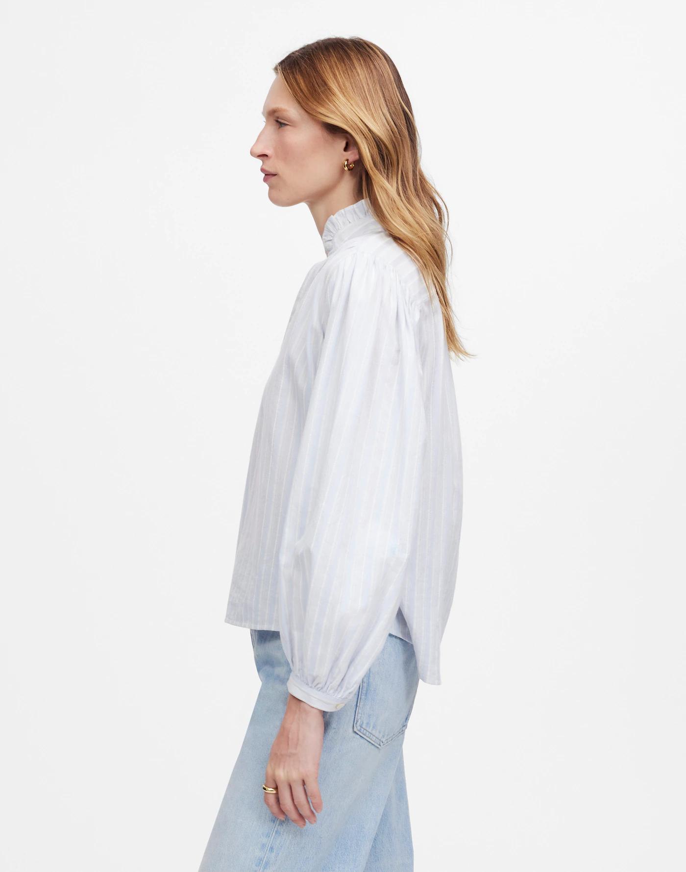 Ruffled Popover Top in Stripe Product Image