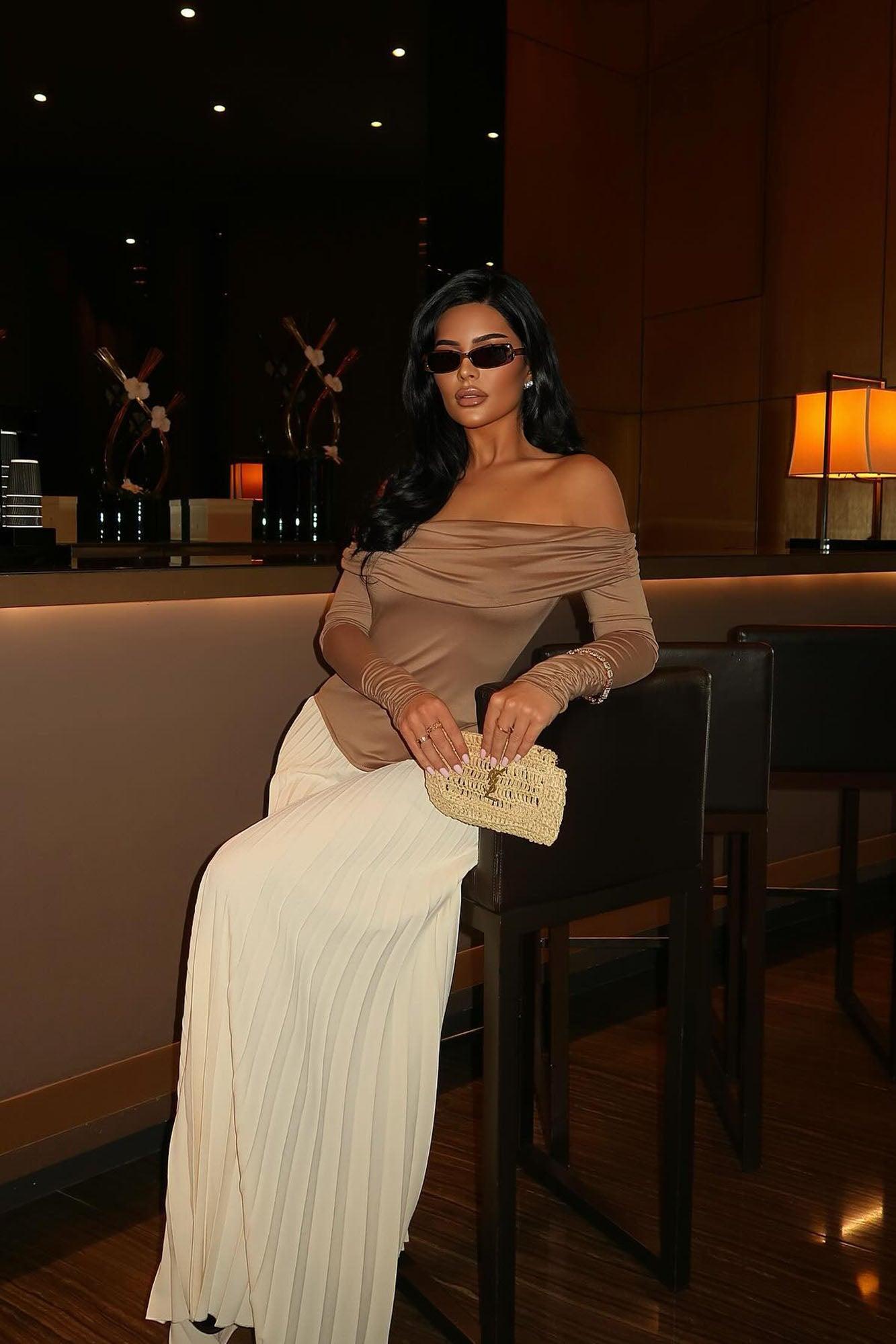 Claire Pleated Maxi Dress - Camel/combo Product Image