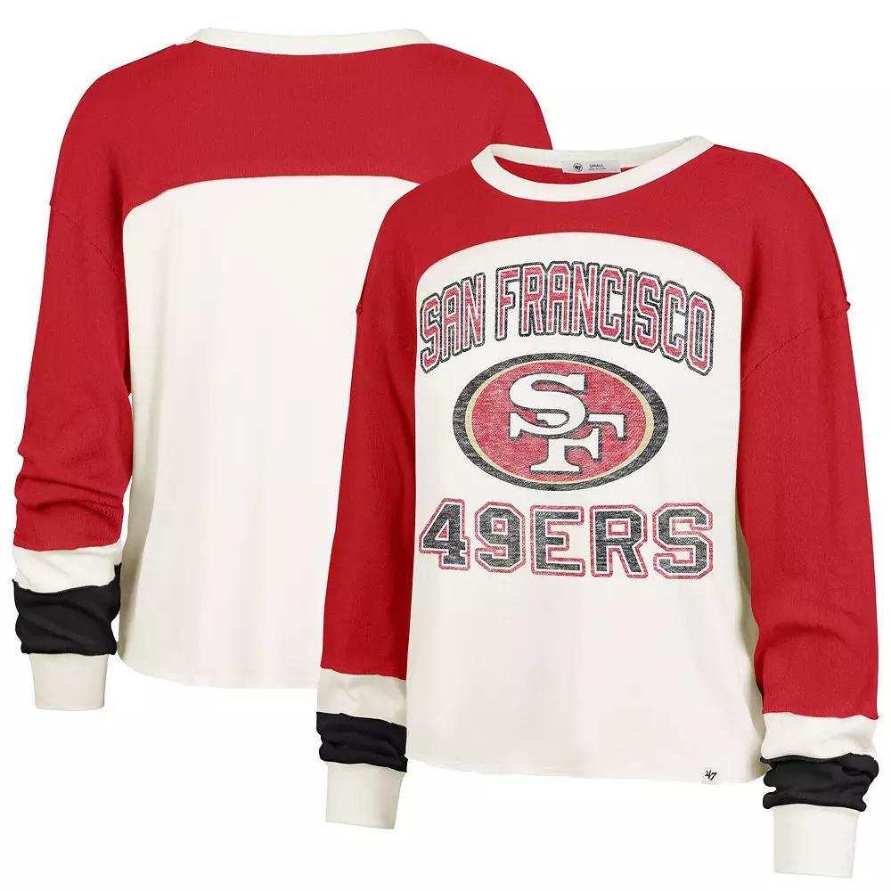 Women's Profile Cream/Scarlet San Francisco 49ers Double Header Curve Toni Long Sleeve T-Shirt,  Product Image