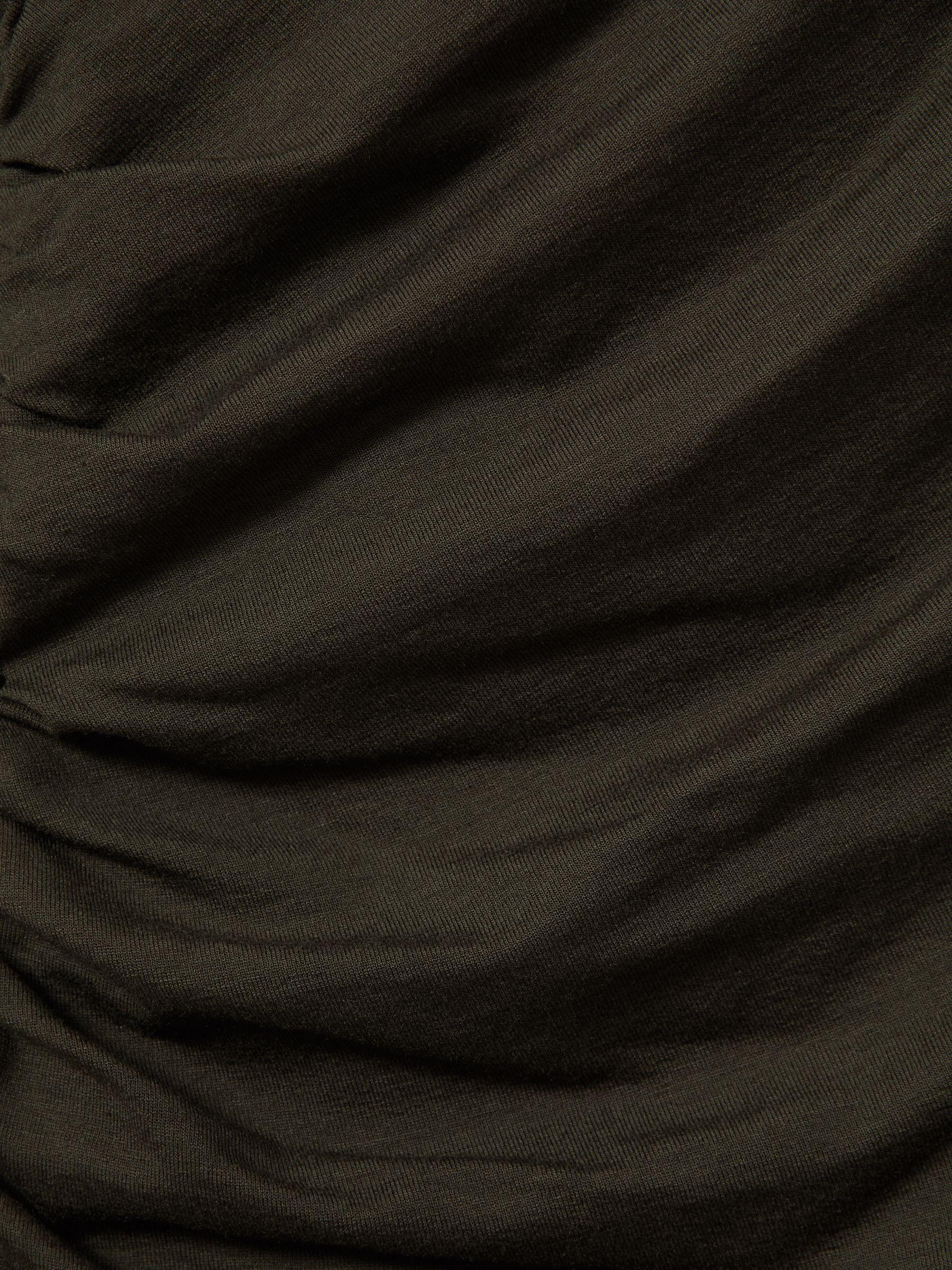 Wrap Front Ruched Jersey Mini Dress in Khaki Product Image