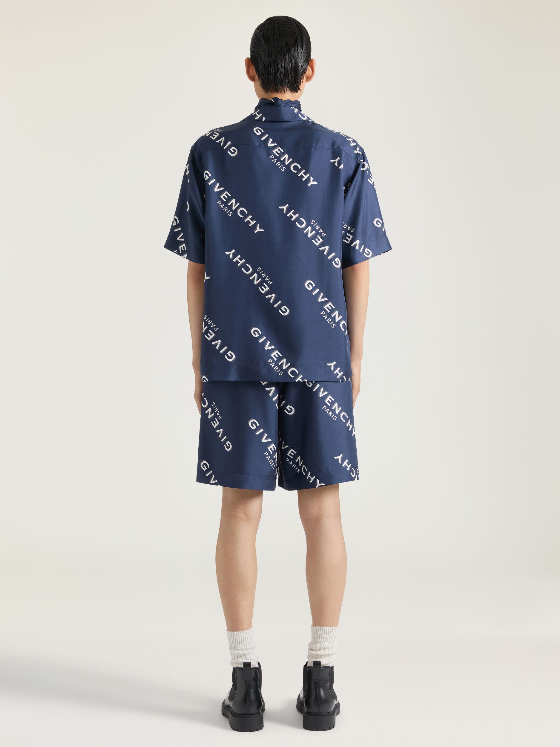Bermuda shorts in silk twill with GIVENCHY shadow print Product Image