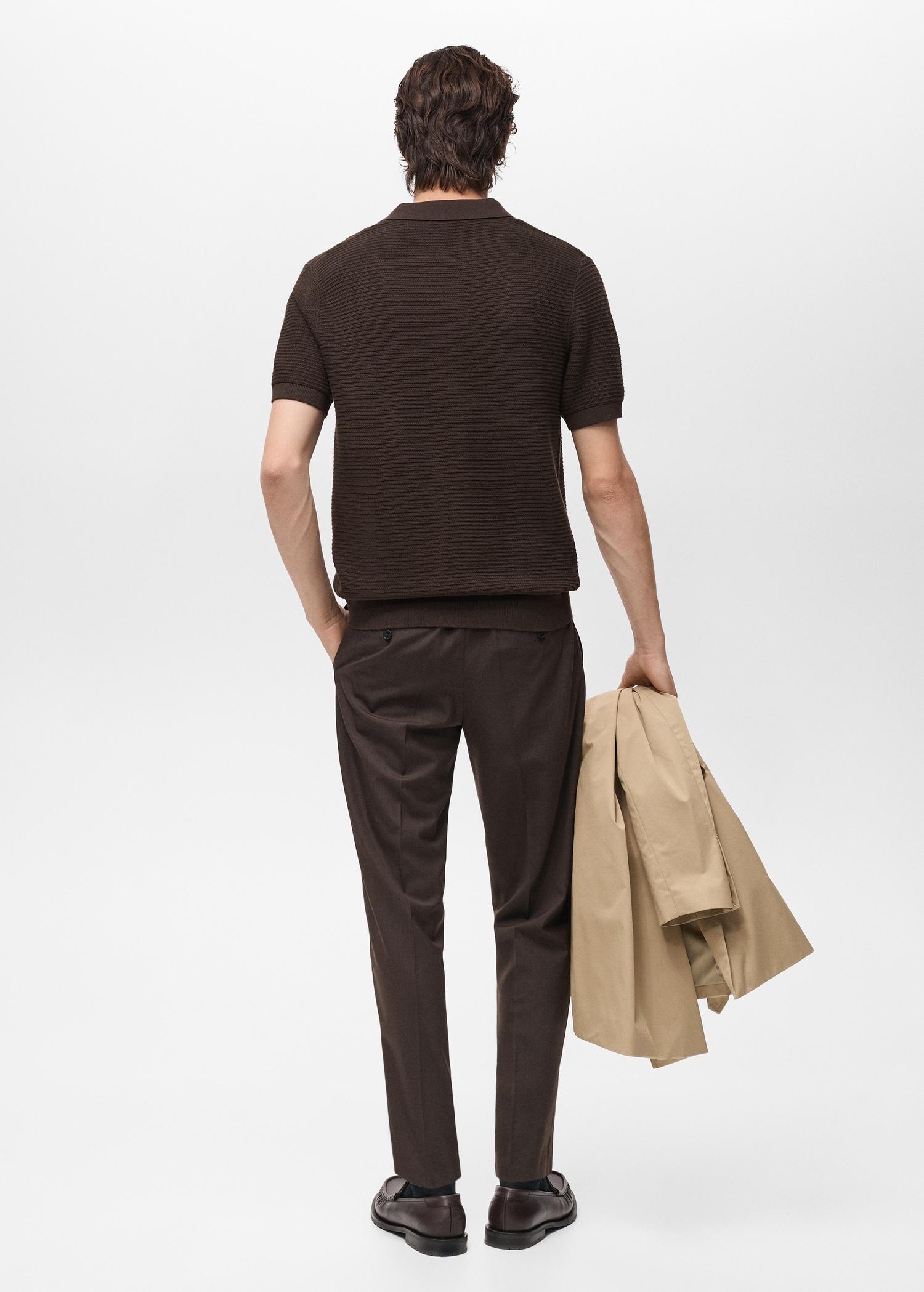 100% cotton knitted polo structure - Men | MANGO USA Product Image