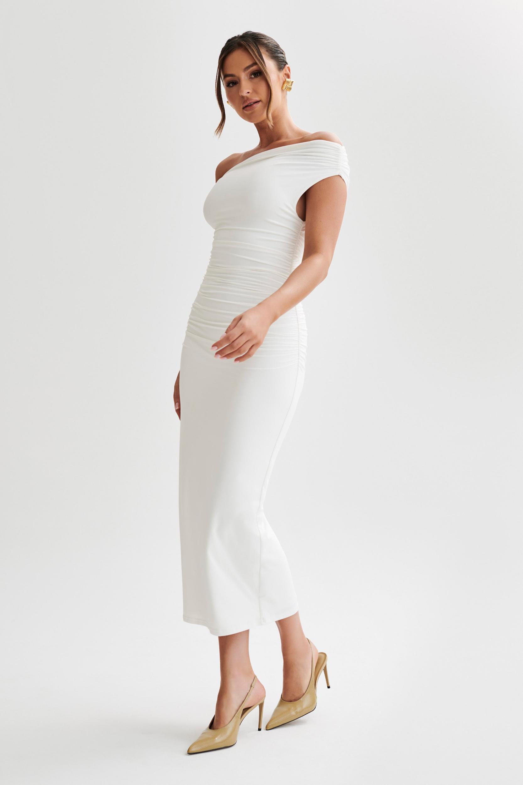 Alayna Recycled Nylon Midi Dress - White Product Image