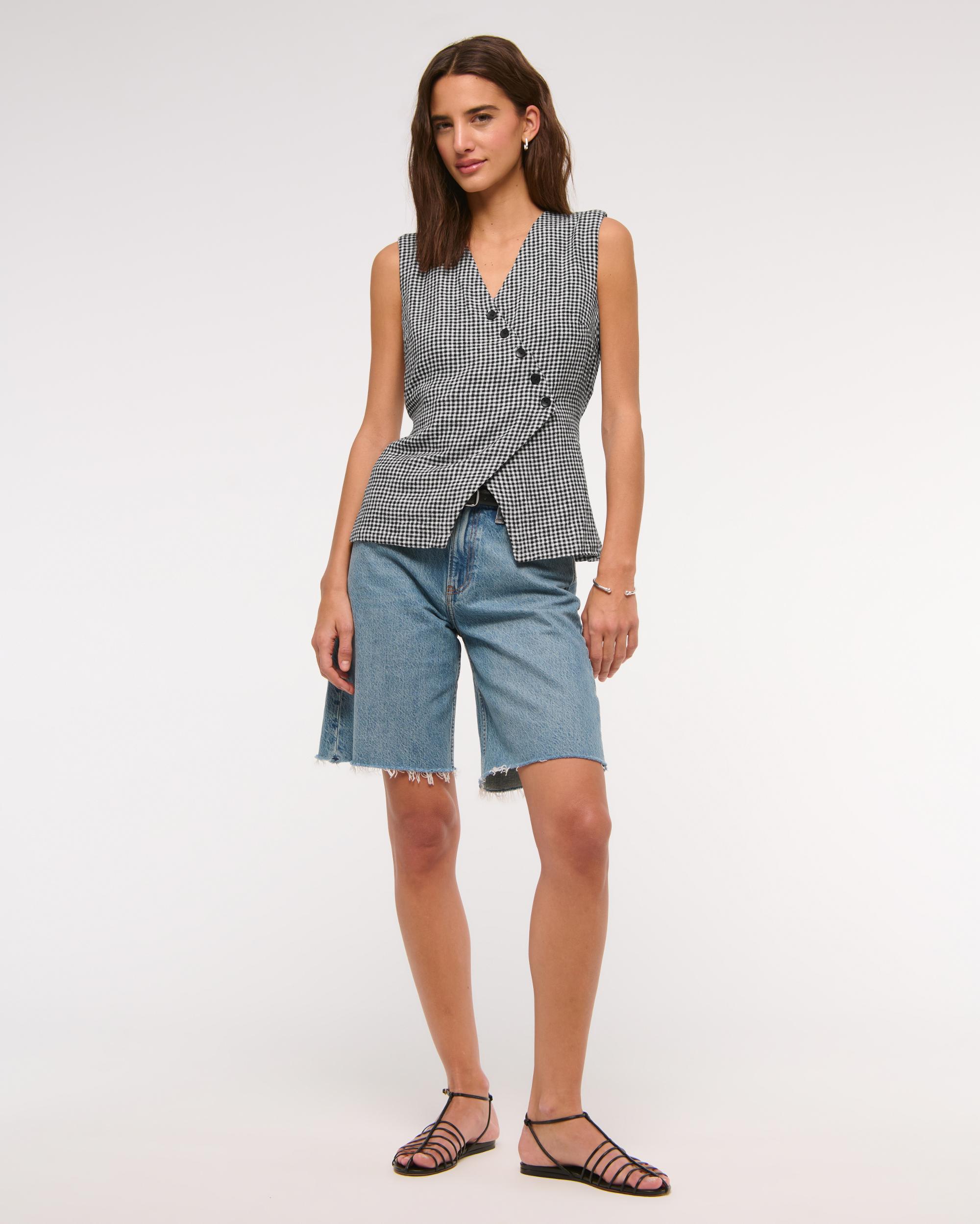 Asymmetrical Linen-Blend Vest Product Image