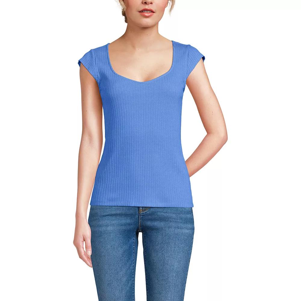 Women's Lands' End Pointelle Cap Sleeve Top,  Product Image