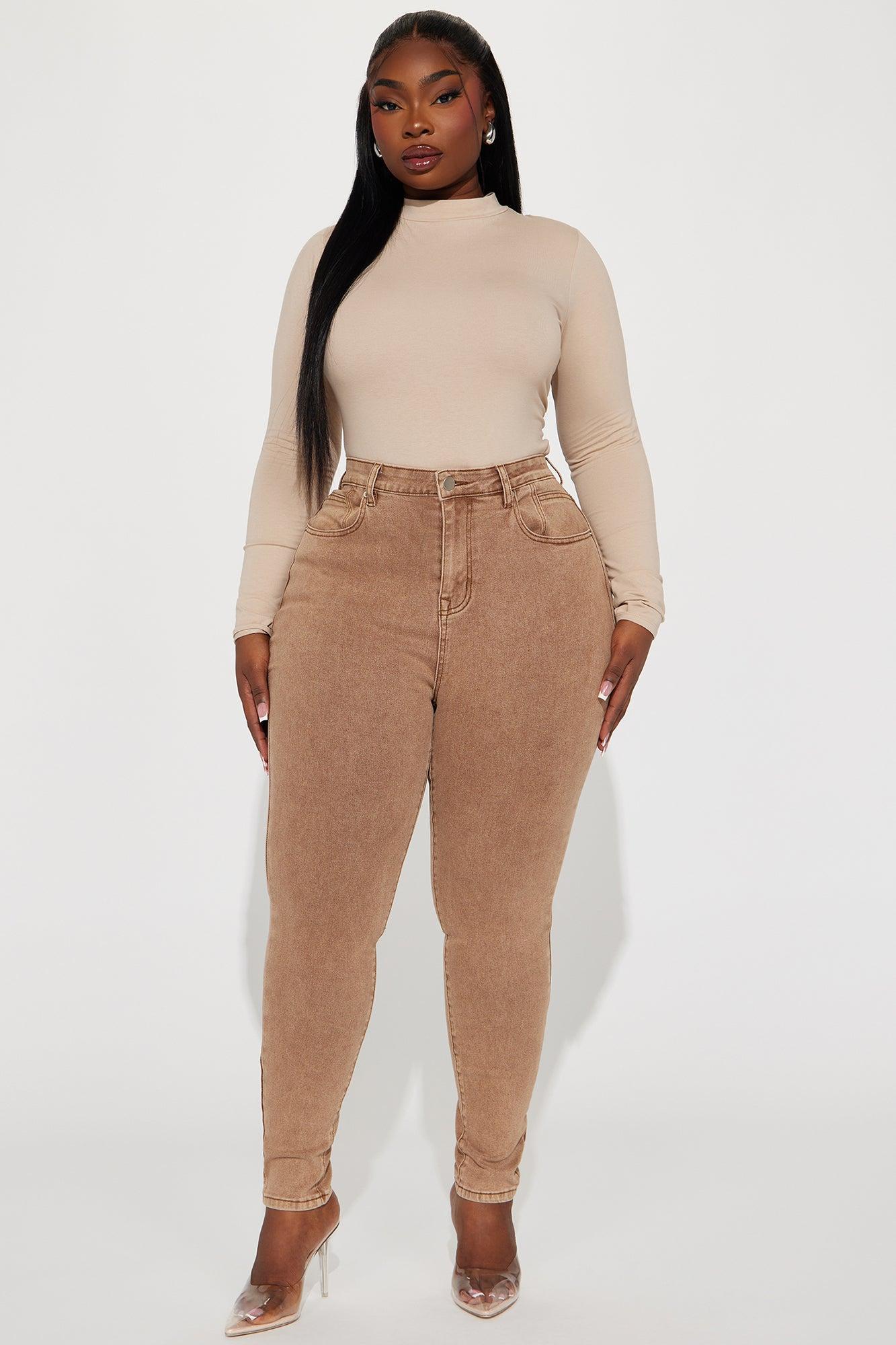 Shape Up Sculpting Stretch Skinny Jeans - Brown Product Image