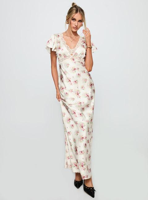 Miraselle Maxi Dress Cream Floral Product Image