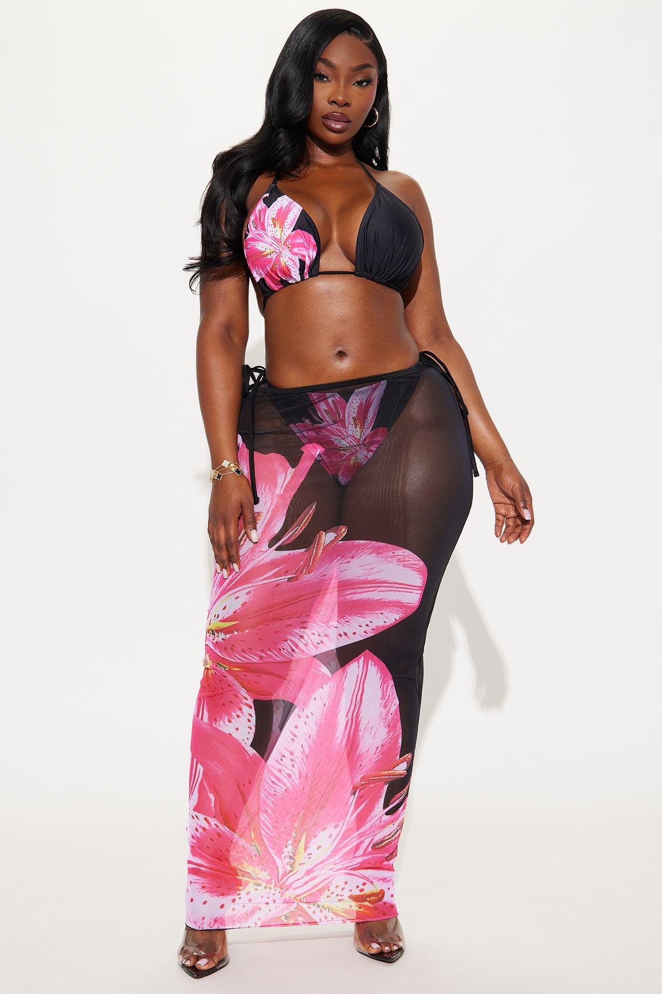 Kiana Orchid 3 Piece Bikini Maxi Skirt Set - Black/combo Product Image