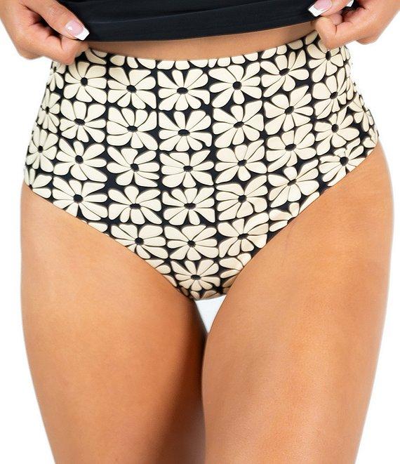 Janela Bay Cream Square Floral Extra High Waist Swim Bottom Product Image