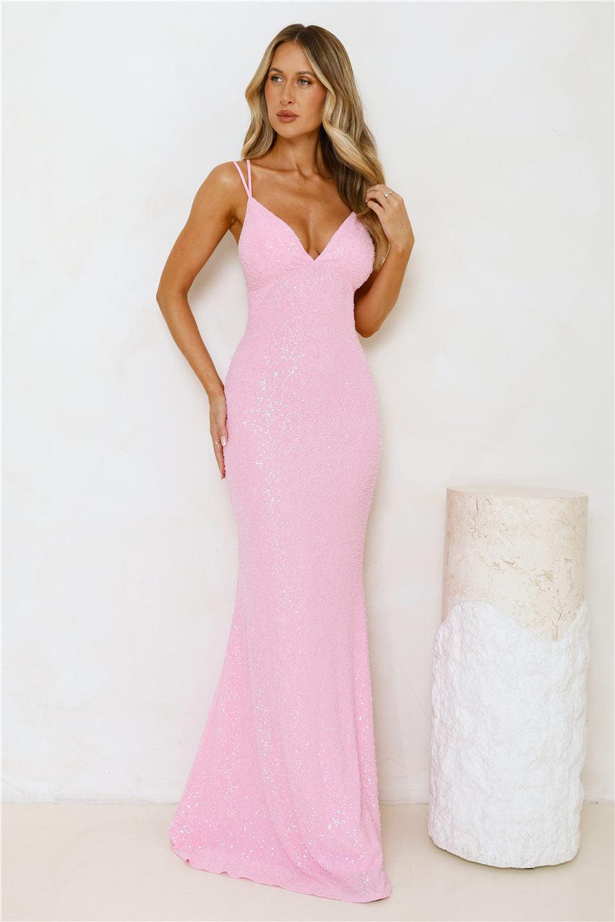 Shimmering Elegance Maxi Dress Pink Product Image