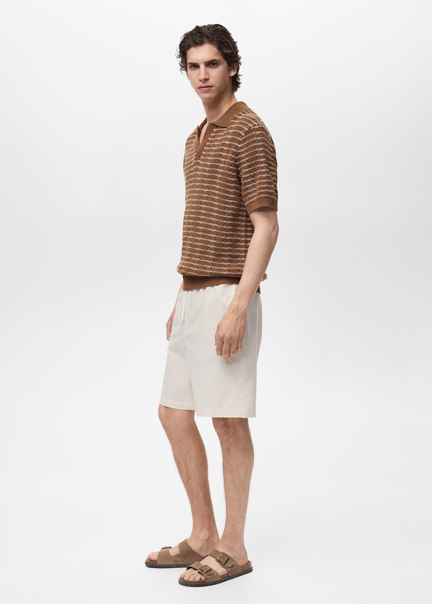 Cotton-linen blend bermuda shorts - Men | MANGO USA Product Image