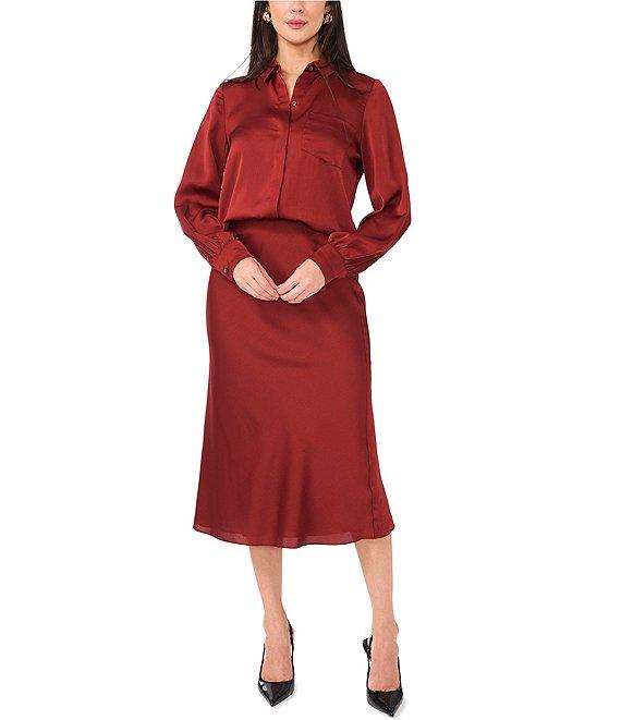 Vince Camuto Satin High Waisted Open Slit A-Line Slip Skirt Product Image