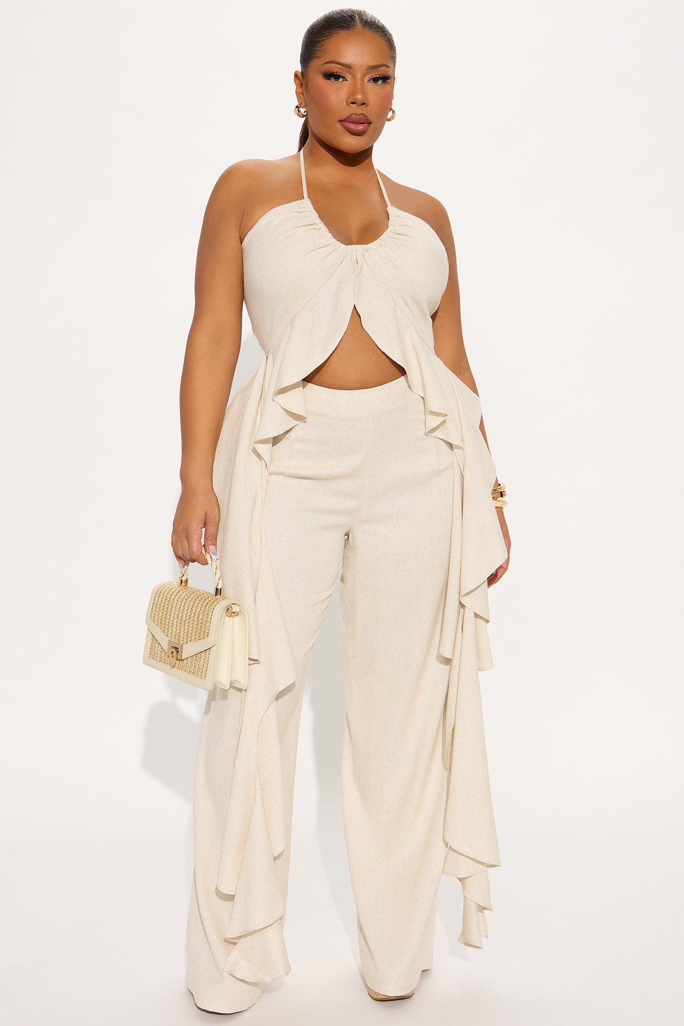 Crystal Shores Flowy Linen Pant Set - Taupe Female Product Image