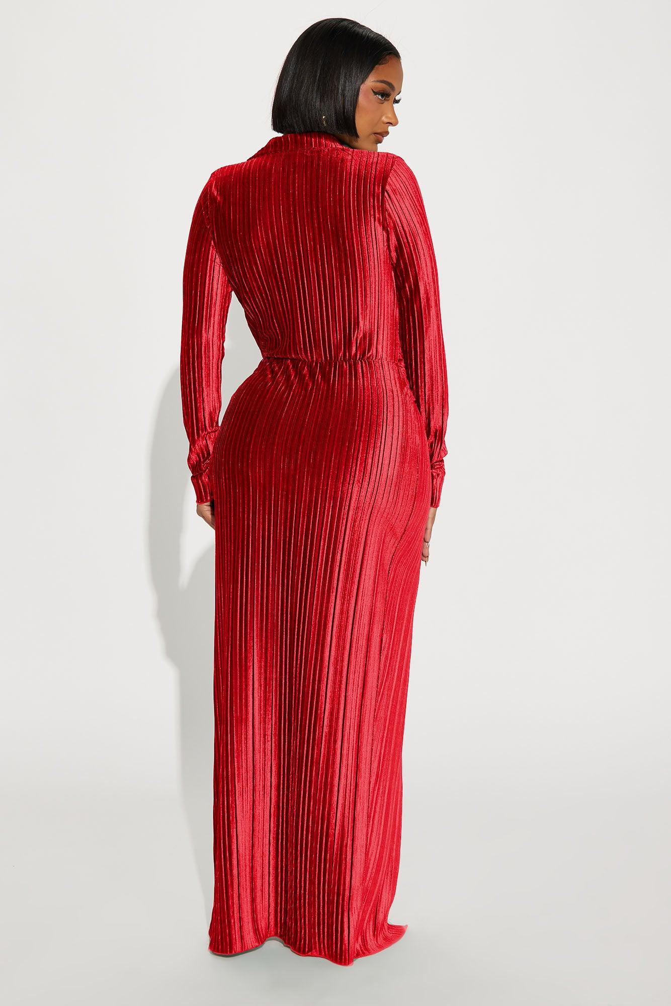Monica Velvet Maxi Dress - Red Product Image