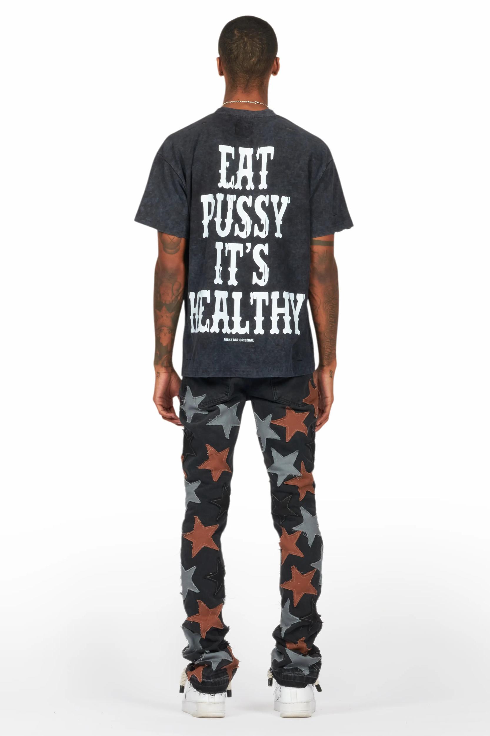 StarLane Black Stacked Flare Jean Male Product Image