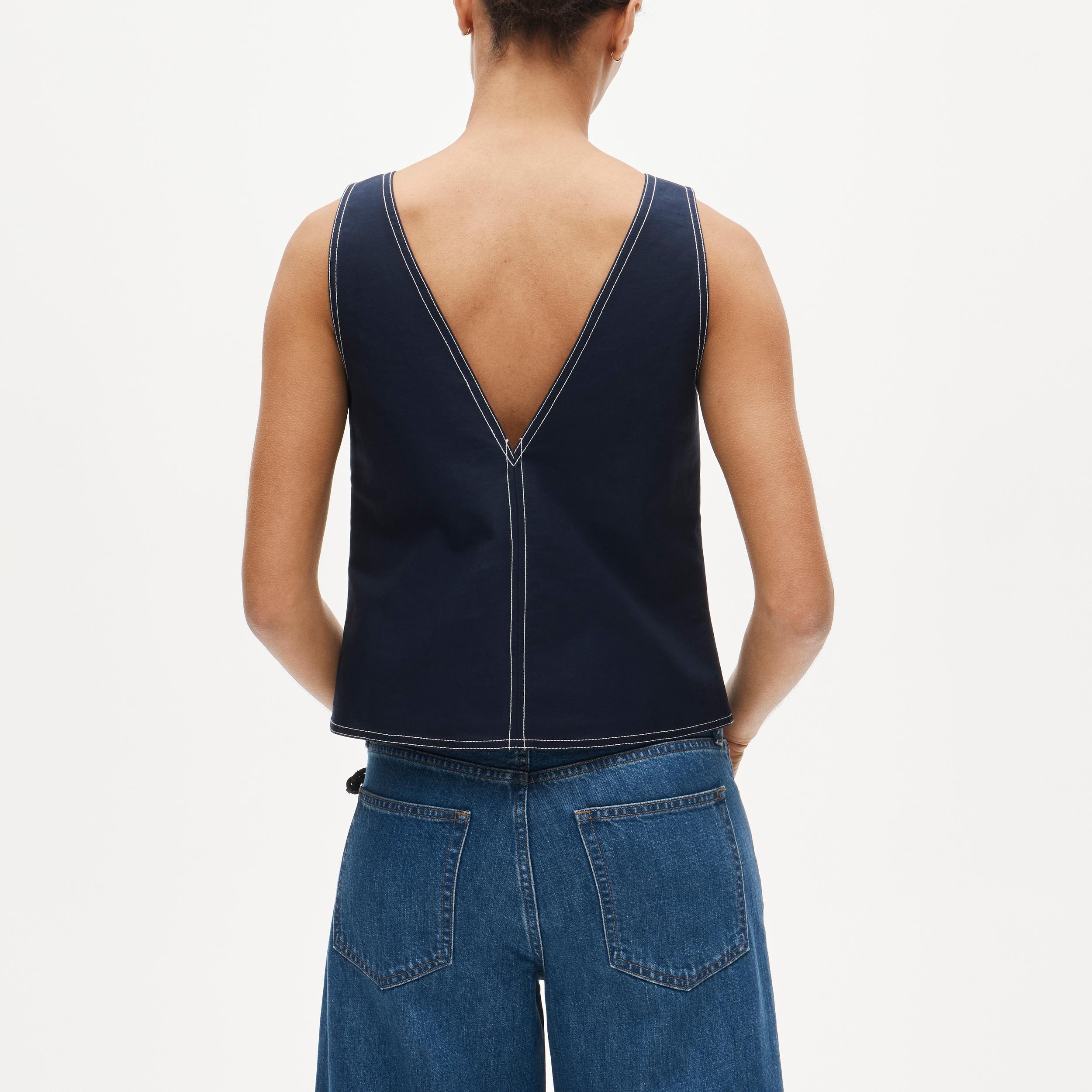 Contrast-stitch shell top in double cotton poplin Product Image