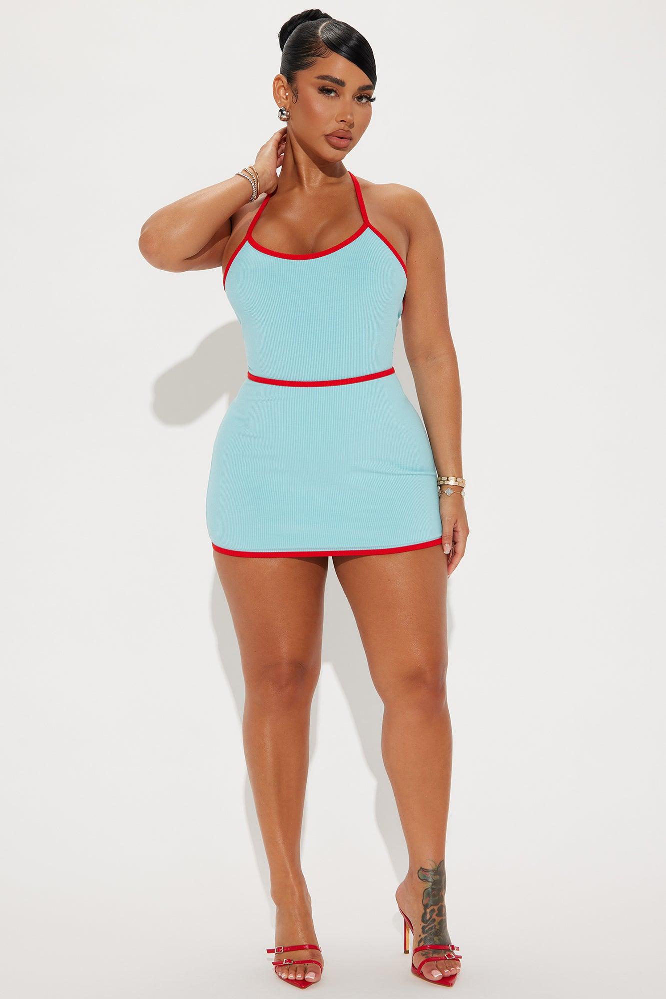 Lilah Snatched Skirt Set - Turquoise/combo Product Image