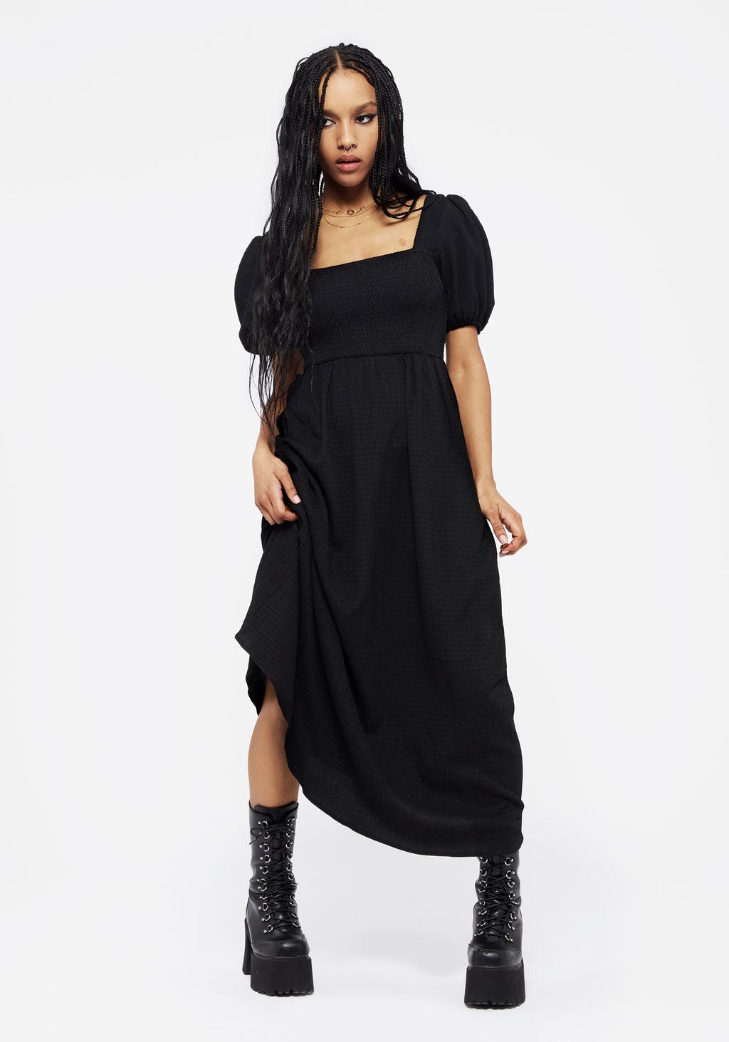 Carmine Midaxi Smock Dress - Black Product Image