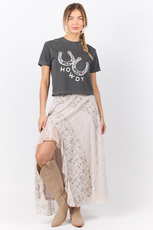 Howdy Horseshoes Dark Grey Boxy Graphic Tee Product Image