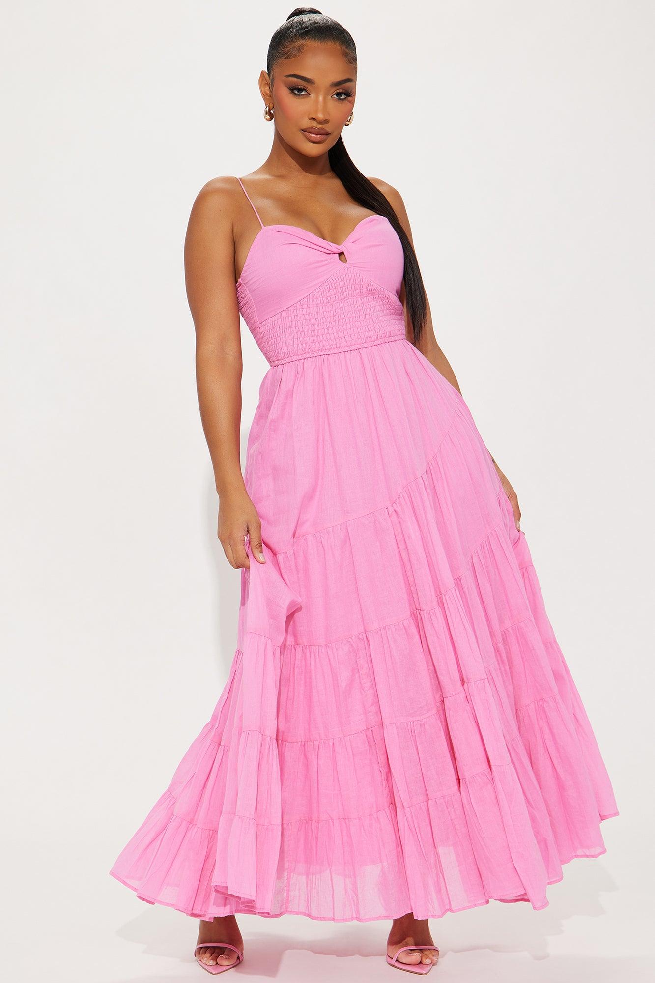 Everly Tiered Maxi Dress - Hot Pink Product Image