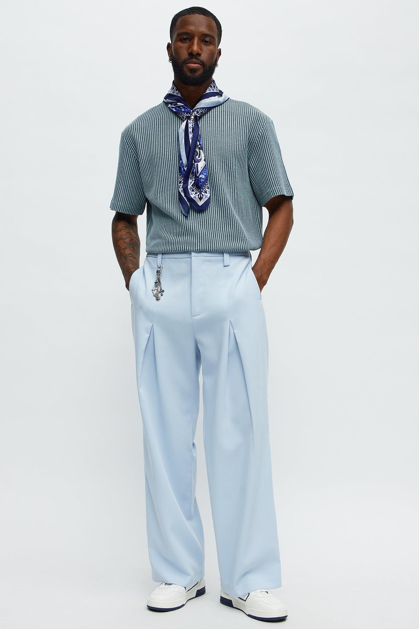 Relaxed Success Magnet Knitted Crewneck Tee - Blue/combo Product Image