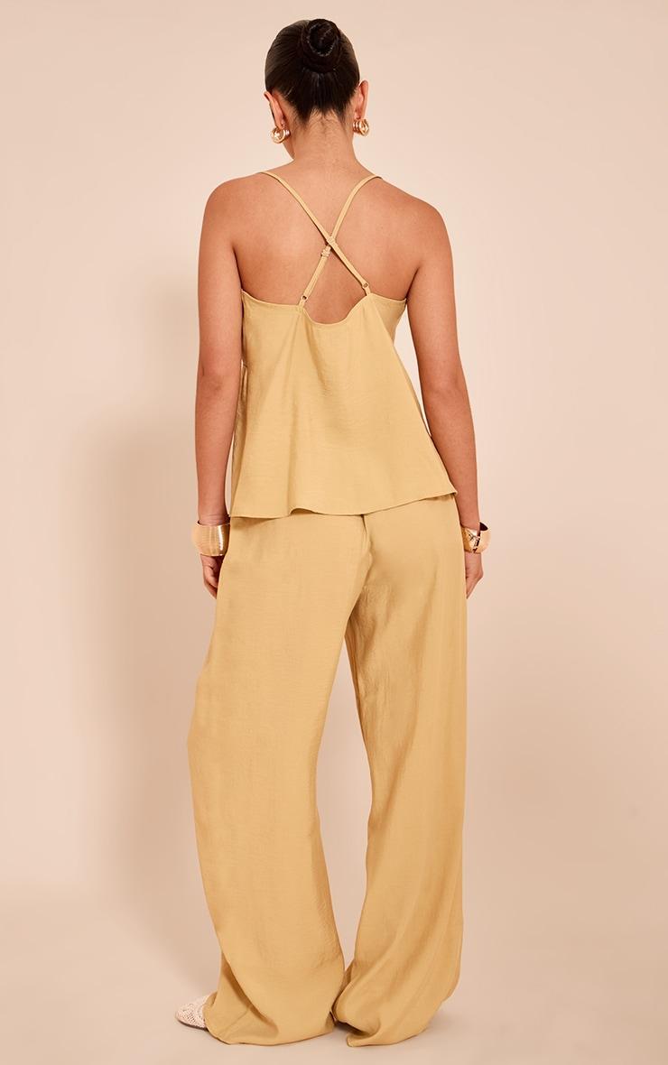  Mustard Woven Wide Leg Pants Product Image